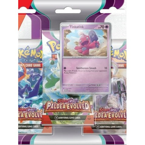 Pokemon: S&V Paldea Evolved 3 Pack Blister (Tinkatink) - RubyGator Pokemon: S&V Paldea Evolved 3 Pack Blister (Tinkatink) - RubyGator