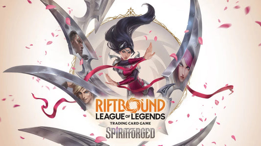 Artwork of Riftbound: Spiritforged met nieuwe champions Ezreal, Fiora en Irelia uit League of Legends TCG.
