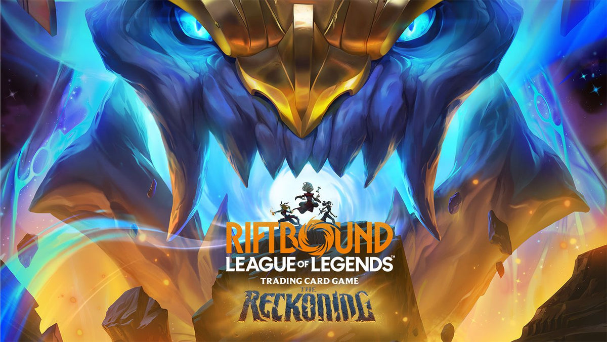 Key art van Riftbound: The Reckoning met het logo van de zevende Riftbound-set